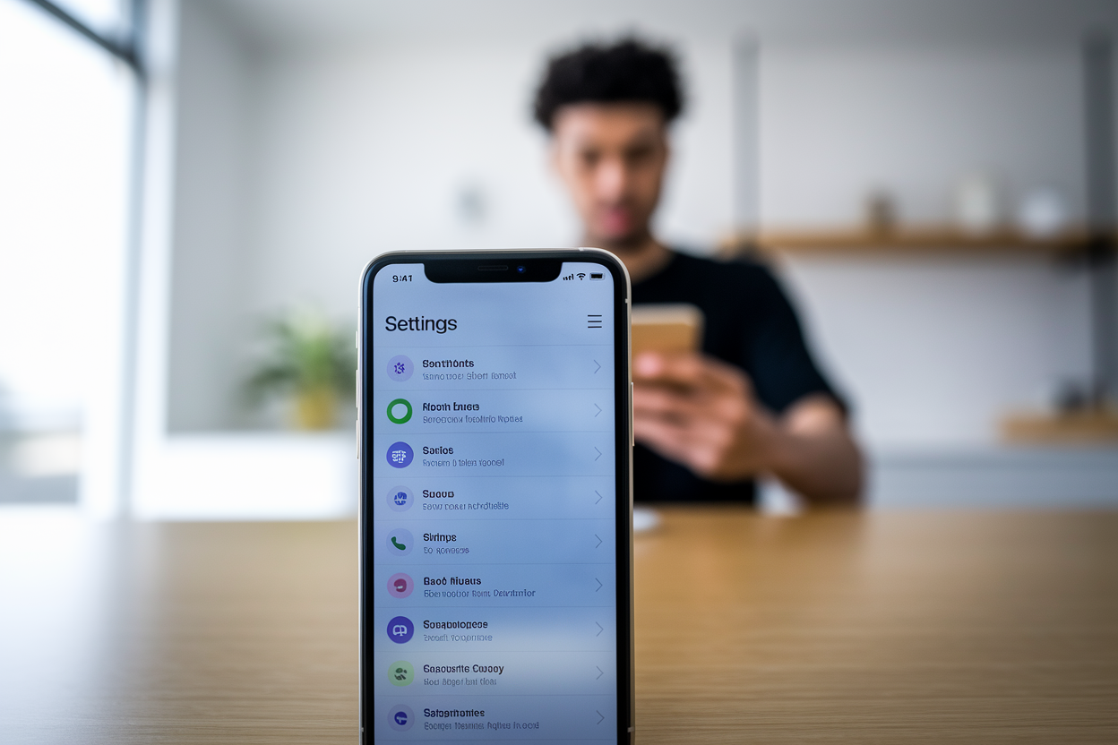 iphone-avant-plan-parametres-personne-floue
