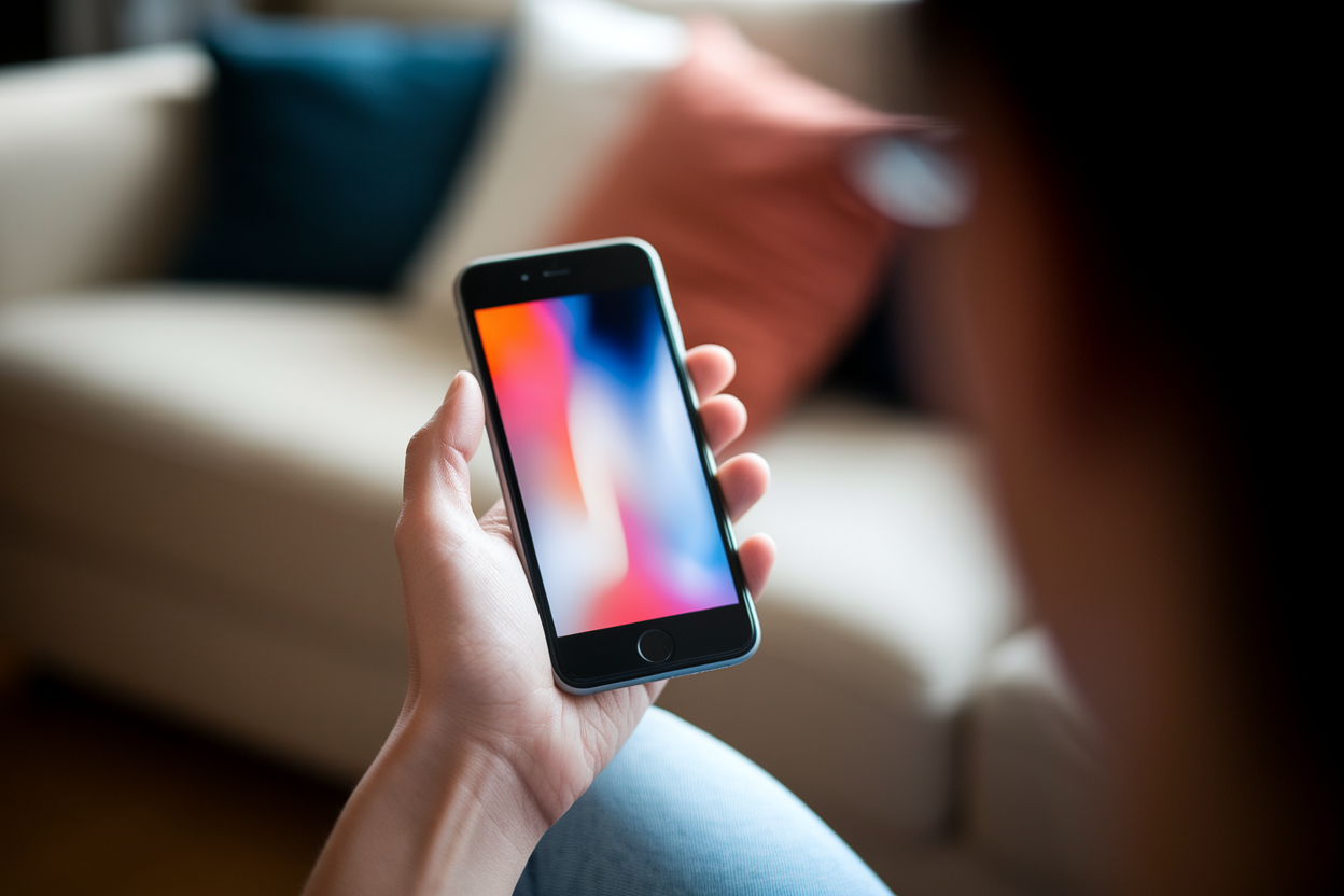 personne-dos-iphone-salon-flou