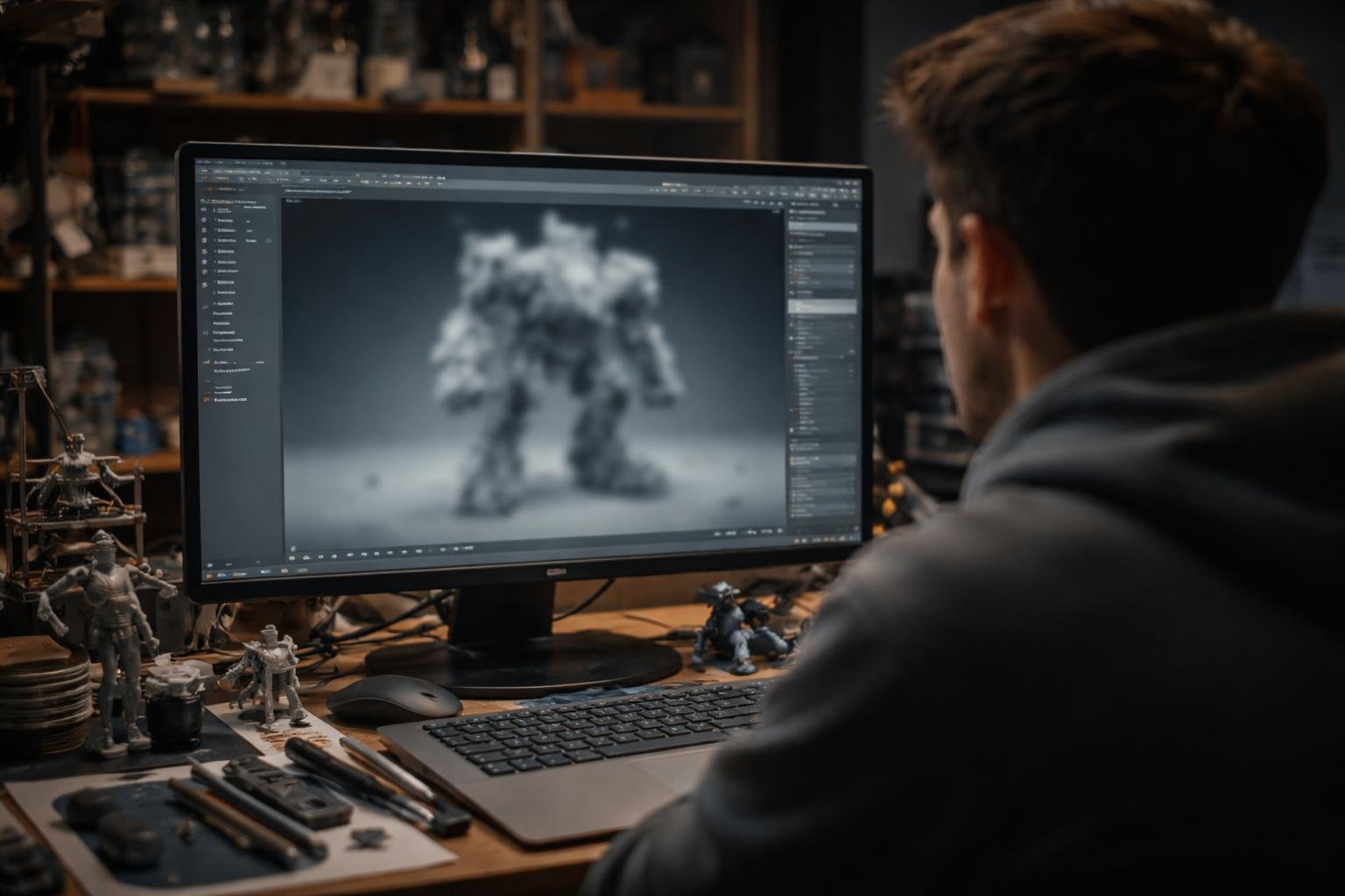 personne-ecran-modele-3d-bureau
