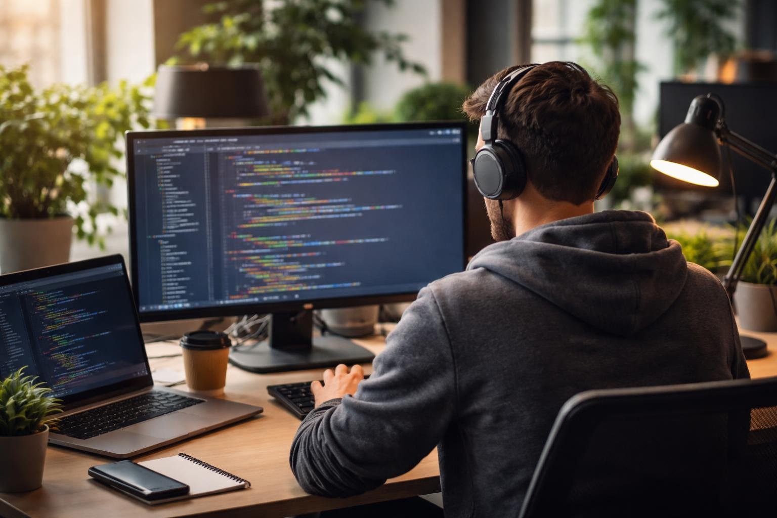 developpeur-code-bureau-moderne-plantes