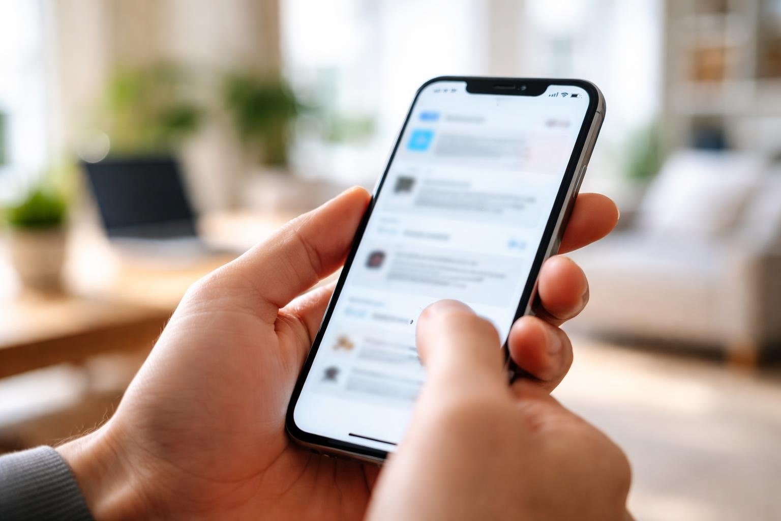 main-floue-iphone-interieur-moderne