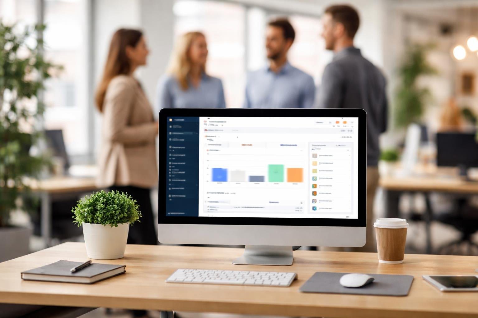 bureau-moderne-professionnels-discussion-dynamique
