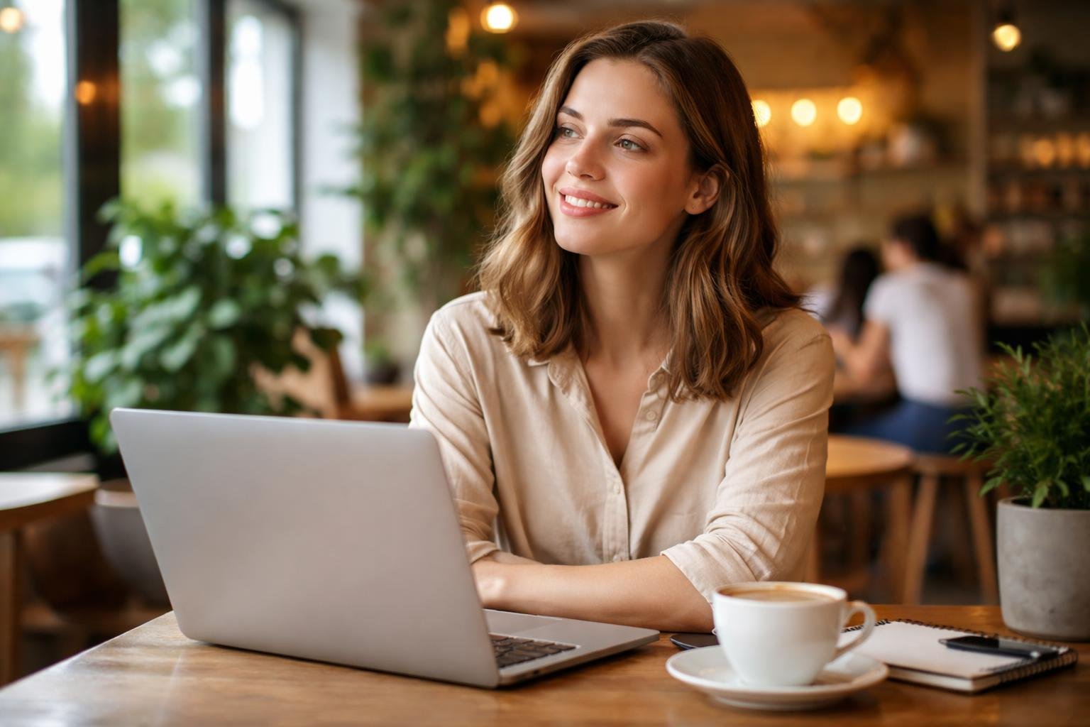 personne-souriante-ordinateur-cafe-moderne